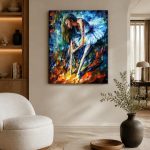 Ballerina in Verstilde Buiging, Mensen & Portretten schilderij aan de muur in interieur