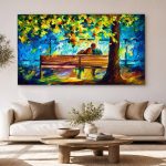 Samen onder de Herfstboom, Mensen & Portretten schilderij aan de muur in interieur