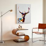 Kleurrijk Hert in Mozaïek, Dieren schilderij aan de muur in interieur