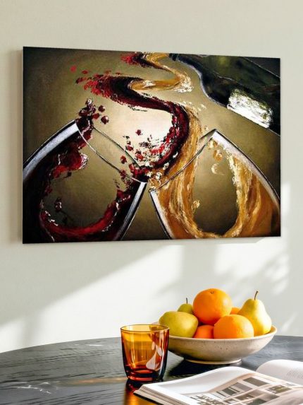Wervelende Wijnglazen, Bloemen & Stilleven schilderij aan de muur in interieur