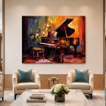 Vleugel in Warm Licht, Mensen & Portretten schilderij aan de muur in interieur
