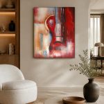 Gitaar in Rood, Mensen & Portretten schilderij aan de muur in interieur