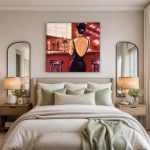 Vrouw alleen aan de bar, Mensen & Portretten schilderij aan de muur in interieur