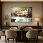 Stilleven met Viool en Wijn, Mensen & Portretten schilderij aan de muur in interieur
