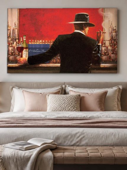 Sigaar aan de Toog, Mensen & Portretten schilderij aan de muur in interieur