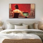 Silhouet aan de Bar, Mensen & Portretten schilderij aan de muur in interieur