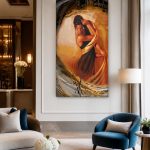 Flamencodanseres in Gouden Gloed, Mensen & Portretten schilderij aan de muur in interieur
