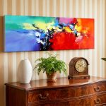 Kleurexplosie in Beweging, Abstract & Modern schilderij aan de muur in interieur