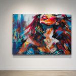 Vrouw in Kleurexplosie, Mensen & Portretten schilderij aan de muur in interieur