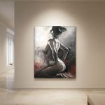 Vrouw in stilte, Mensen & Portretten schilderij aan de muur in interieur