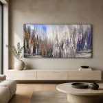 Verstilde Skyline in Nevel, Steden & Skylines schilderij aan de muur in interieur
