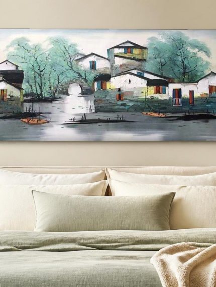 Stil Waterdorp, Steden & Skylines schilderij aan de muur in interieur