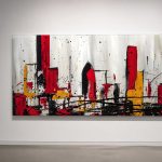 Vurige Skyline, Steden & Skylines schilderij aan de muur in interieur