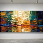 Gouden Lichtstad bij Nacht, Steden & Skylines schilderij aan de muur in interieur