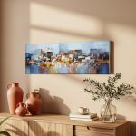 Skyline aan het Water, Steden & Skylines schilderij aan de muur in interieur