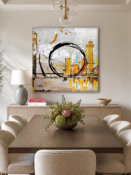 Rotterdamse skyline met Erasmusbrug, Steden & Skylines schilderij aan de muur in interieur
