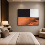 Horizon in Oker, Abstract & Modern schilderij aan de muur in interieur