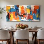 Kleurblokken in de Wind, Abstract & Modern schilderij aan de muur in interieur