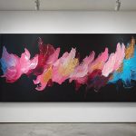 Roze Golf in het Duister, Abstract & Modern schilderij aan de muur in interieur