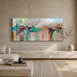 Kleurenspel in Beweging, Abstract & Modern schilderij aan de muur in interieur