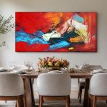 Vuur en Turkoois, Abstract & Modern schilderij aan de muur in interieur