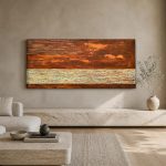 Warme Aardelagen, Abstract & Modern schilderij aan de muur in interieur