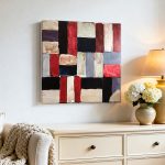 Rasterspel in Rood en Zwart, Abstract & Modern schilderij aan de muur in interieur