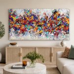 Kleurexplosie, Abstract & Modern schilderij aan de muur in interieur