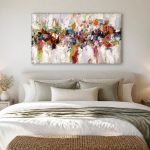Kleurrivier in Wit, Abstract & Modern schilderij aan de muur in interieur