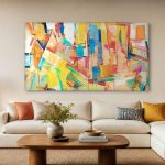 Kleur in Lagen, Abstract & Modern schilderij aan de muur in interieur