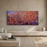 Vertakking in Kobalt, Abstract & Modern schilderij aan de muur in interieur