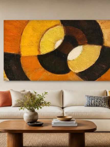 Concentrische Cirkels (naar Delaunay), Abstract & Modern schilderij aan de muur in interieur