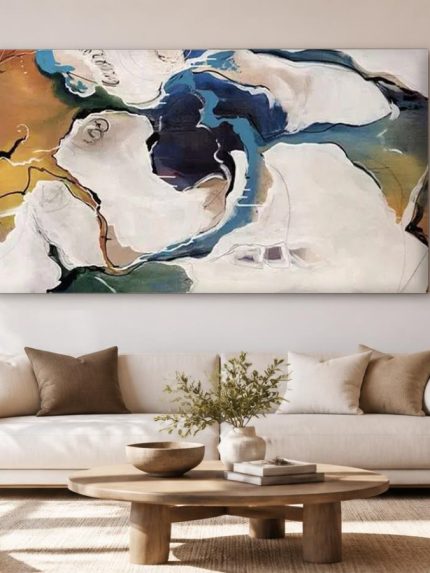 Wervelende Stromen, Abstract & Modern schilderij aan de muur in interieur