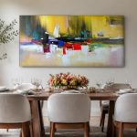 Gele Horizon, Abstract & Modern schilderij aan de muur in interieur