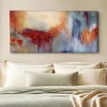 Rode Vloeiing, Abstract & Modern schilderij aan de muur in interieur