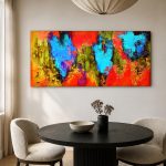 Turkoois Trio in Vuurgloed, Abstract & Modern schilderij aan de muur in interieur
