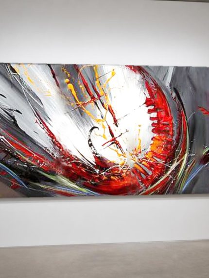 Rode Wervelwind, Abstract & Modern schilderij aan de muur in interieur