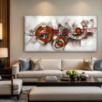 Roestige Ringen, Abstract & Modern schilderij aan de muur in interieur