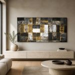 Gouden Mozaïek, Abstract & Modern schilderij aan de muur in interieur