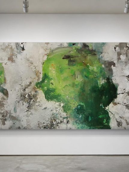 Vervagend Silhouet in Groen, Mensen & Portretten schilderij aan de muur in interieur