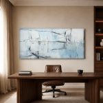 Winterlicht in wit, Abstract & Modern schilderij aan de muur in interieur