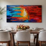 Vurige Horizon, Abstract & Modern schilderij aan de muur in interieur