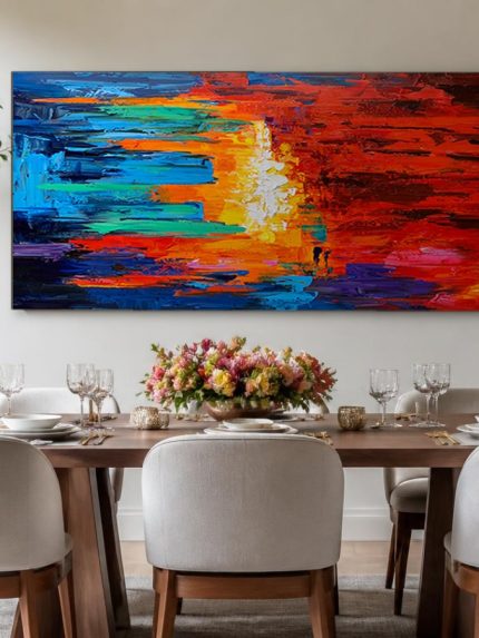 Vurige Horizon, Abstract & Modern schilderij aan de muur in interieur