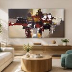 Aards Structuurspel, Abstract & Modern schilderij aan de muur in interieur
