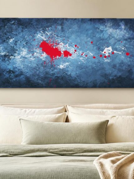 Rode Impact, Abstract & Modern schilderij aan de muur in interieur