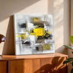 Gele Sprankeling, Abstract & Modern schilderij aan de muur in interieur