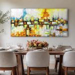 Lichtblokken in Zonlicht, Abstract & Modern schilderij aan de muur in interieur