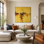 Gouden Horizon, Abstract & Modern schilderij aan de muur in interieur