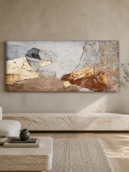 Gouden Aders, Abstract & Modern schilderij aan de muur in interieur