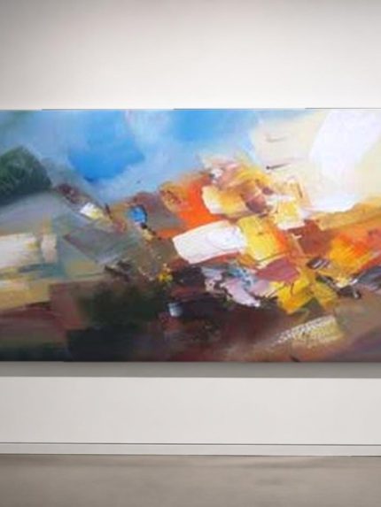 Gloed over het Land, Abstract & Modern schilderij aan de muur in interieur
